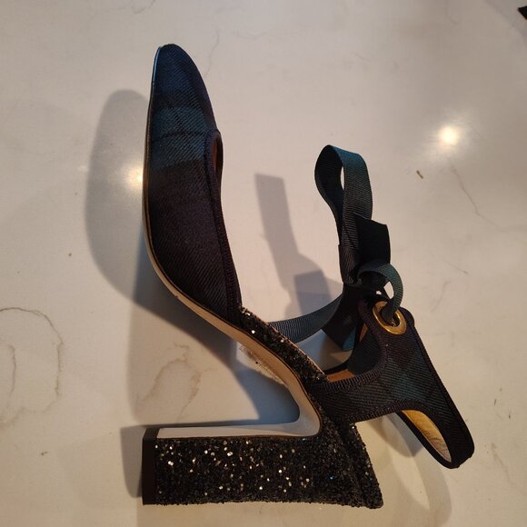 J. Crew Collection - Italian Made Green/Black Ankle-tie Pump - Picture 4 of 6